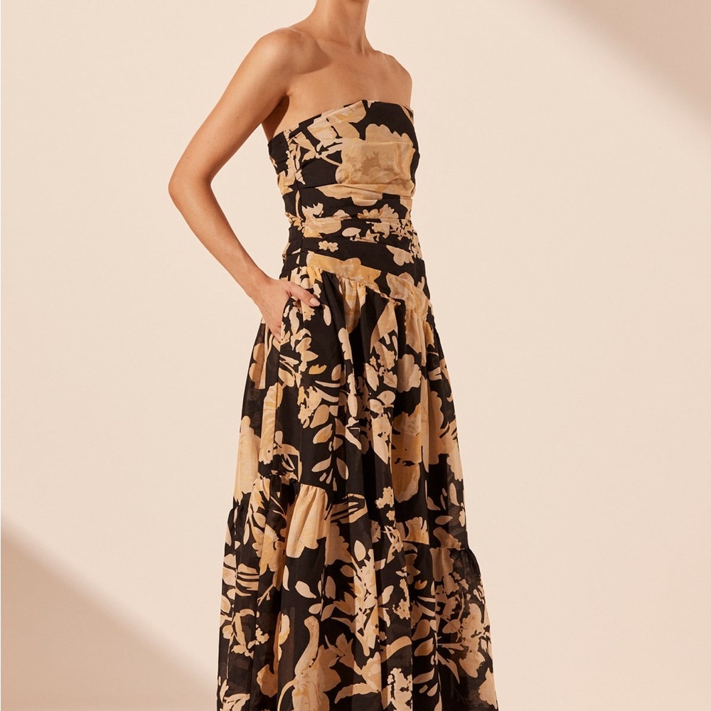 Shona Joy Xenia Strapless Tiered Maxi Dress